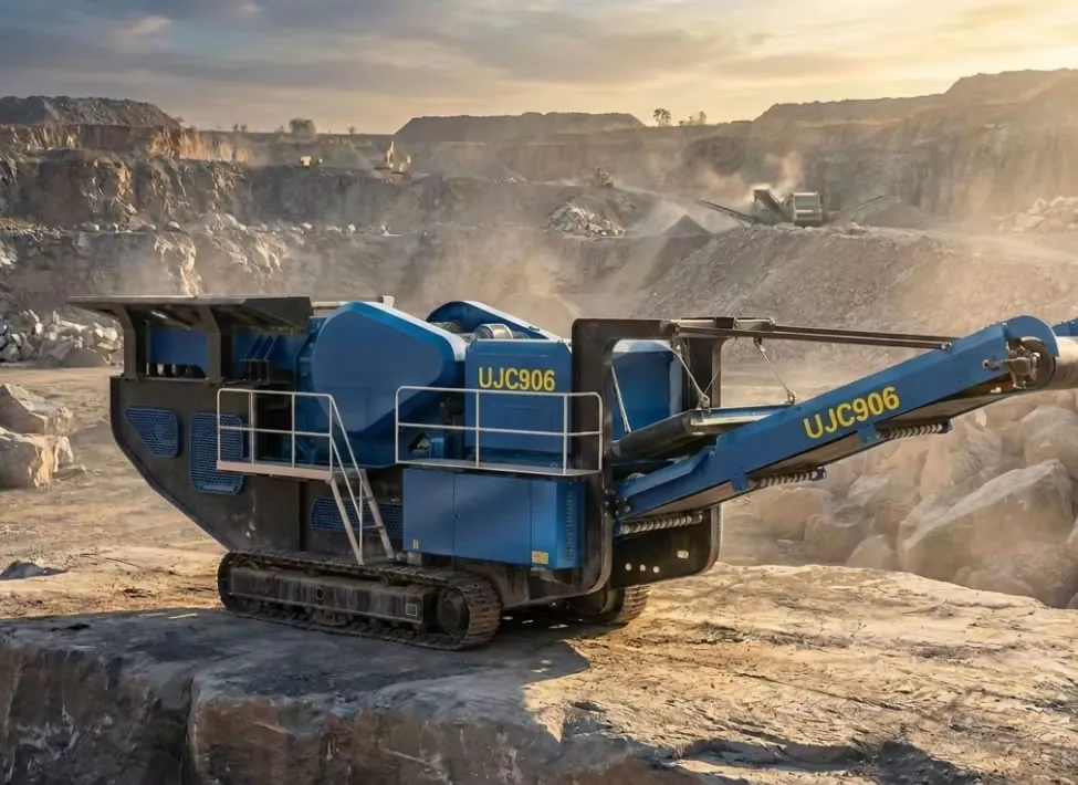 UJC906 tracked mobile jaw crusher side view